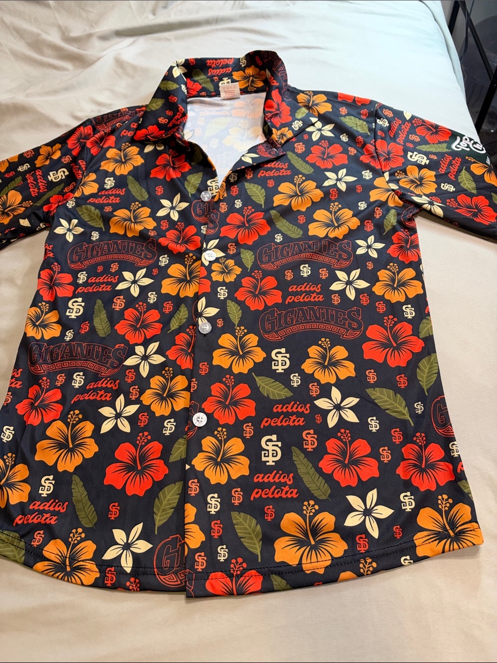 San Francisco Giants Floral Button-Up Shirt Black with Red & Orange Blooms 2026